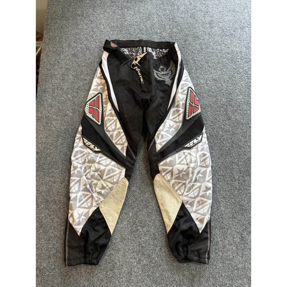 Fly Racing Pants Mens 28 Black Kinetic Pro Series MX Motocross Padded Adj Waist